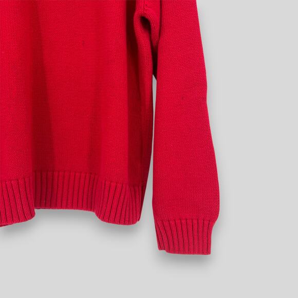 90s Vintage Eddie Bauer Red 100% Cotton Crewneck Knit Sweater Size L - Picture 3 of 5
